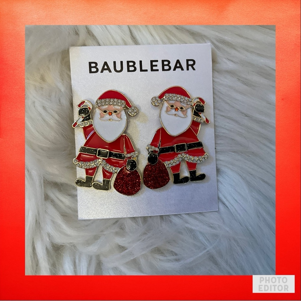 Baublebar Santa Claus CZ Stud Earrings - New on Card